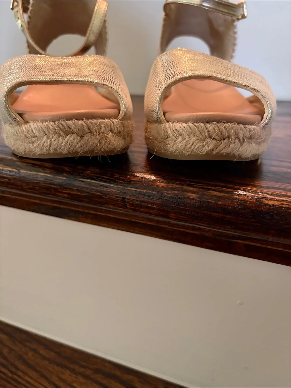 Gold Espadrille Wedge Sandals for Women